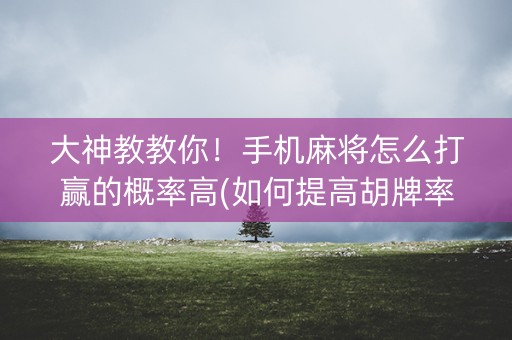 大神教教你！手机麻将怎么打赢的概率高(如何提高胡牌率)