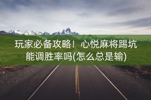 玩家必备攻略！心悦麻将踢坑能调胜率吗(怎么总是输)