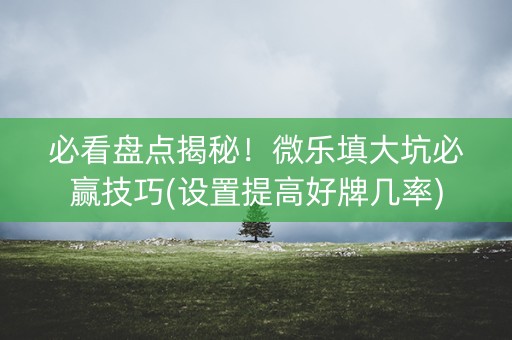 必看盘点揭秘！微乐填大坑必赢技巧(设置提高好牌几率)