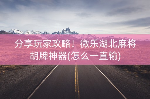 分享玩家攻略！微乐湖北麻将胡牌神器(怎么一直输)