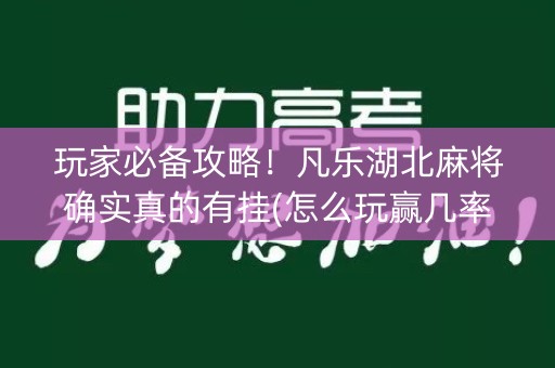 玩家必备攻略！凡乐湖北麻将确实真的有挂(怎么玩赢几率大)