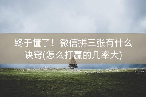 终于懂了！微信拼三张有什么诀窍(怎么打赢的几率大)