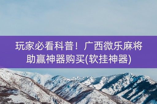 玩家必看科普！广西微乐麻将助赢神器购买(软挂神器)