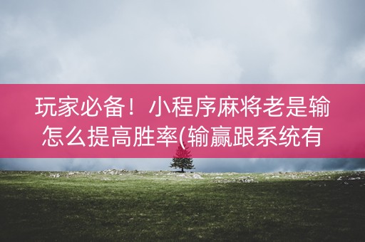 玩家必备！小程序麻将老是输怎么提高胜率(输赢跟系统有关系吗)