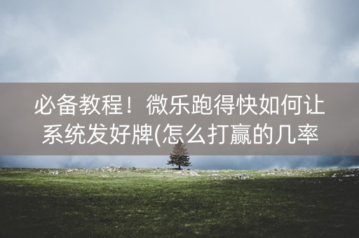 必备教程！微乐跑得快如何让系统发好牌(怎么打赢的几率大)