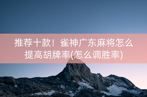 推荐十款！雀神广东麻将怎么提高胡牌率(怎么调胜率)