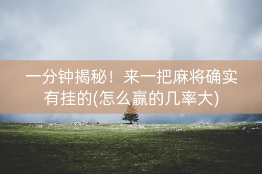 一分钟揭秘！来一把麻将确实有挂的(怎么赢的几率大)
