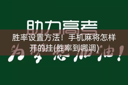 胜率设置方法！手机麻将怎样开的挂(胜率到哪调)