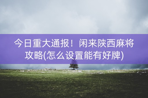 今日重大通报！闲来陕西麻将攻略(怎么设置能有好牌)