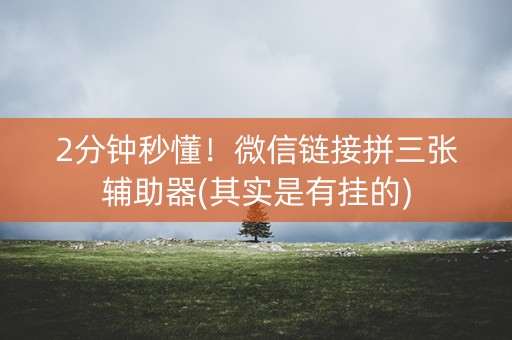2分钟秒懂！微信链接拼三张辅助器(其实是有挂的)