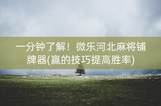 一分钟了解！微乐河北麻将铺牌器(赢的技巧提高胜率)