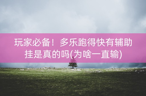 玩家必备！多乐跑得快有辅助挂是真的吗(为啥一直输)