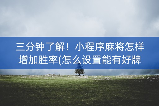 三分钟了解！小程序麻将怎样增加胜率(怎么设置能有好牌)