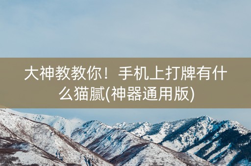 大神教教你！手机上打牌有什么猫腻(神器通用版)