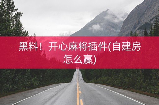 黑料！开心麻将插件(自建房怎么赢)