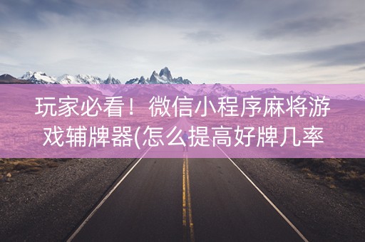 玩家必看！微信小程序麻将游戏辅牌器(怎么提高好牌几率)