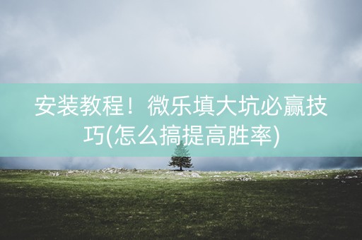 安装教程！微乐填大坑必赢技巧(怎么搞提高胜率)