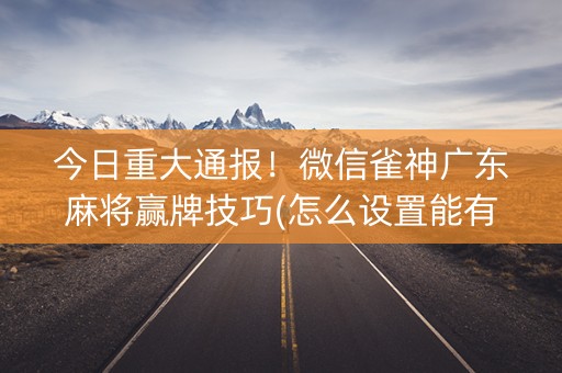 今日重大通报！微信雀神广东麻将赢牌技巧(怎么设置能有好牌)