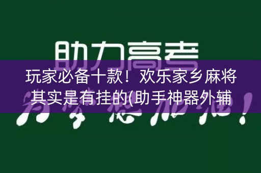 玩家必备十款！欢乐家乡麻将其实是有挂的(助手神器外辅工具)