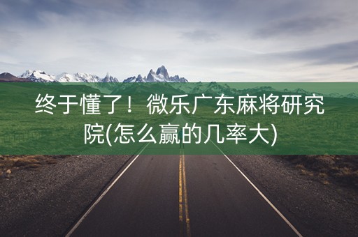 终于懂了！微乐广东麻将研究院(怎么赢的几率大)