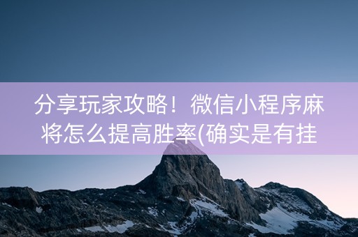 分享玩家攻略！微信小程序麻将怎么提高胜率(确实是有挂的)