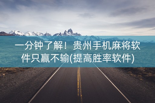 一分钟了解！贵州手机麻将软件只赢不输(提高胜率软件)