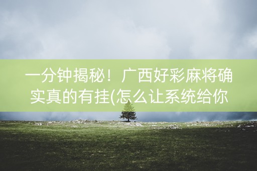 一分钟揭秘！广西好彩麻将确实真的有挂(怎么让系统给你发好牌)