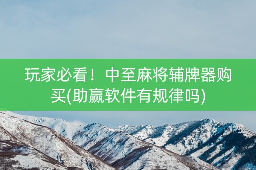 玩家必看！中至麻将辅牌器购买(助赢软件有规律吗)