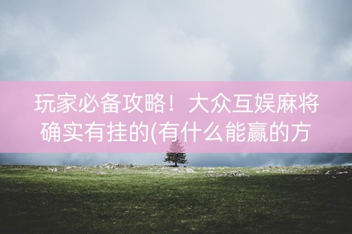 玩家必备攻略！大众互娱麻将确实有挂的(有什么能赢的方法)