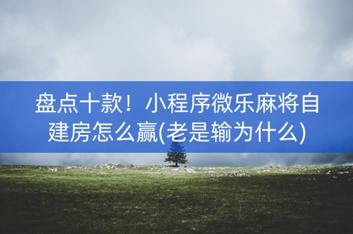 盘点十款！小程序微乐麻将自建房怎么赢(老是输为什么)