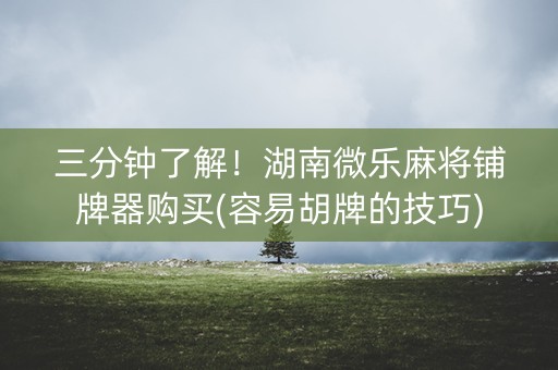 三分钟了解！湖南微乐麻将铺牌器购买(容易胡牌的技巧)