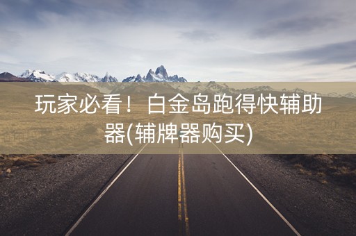 玩家必看！白金岛跑得快辅助器(辅牌器购买)