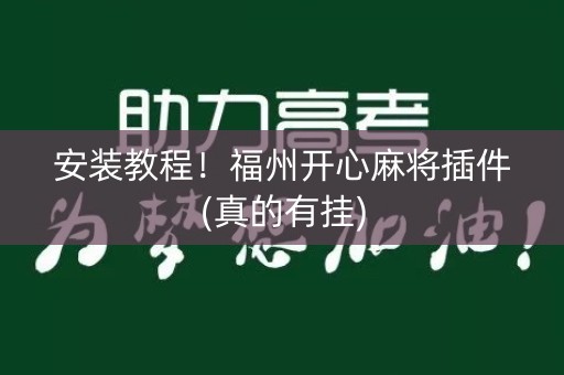 安装教程！福州开心麻将插件(真的有挂)