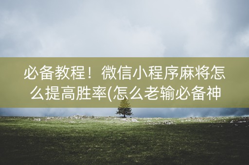 必备教程！微信小程序麻将怎么提高胜率(怎么老输必备神器)