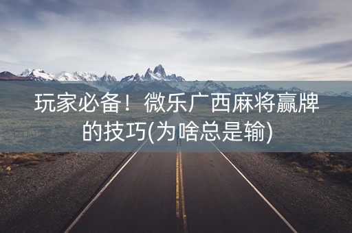 玩家必备！微乐广西麻将赢牌的技巧(为啥总是输)