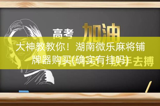 大神教教你！湖南微乐麻将铺牌器购买(确实有挂吗)