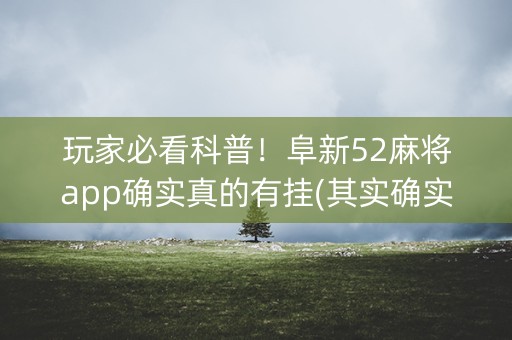 玩家必看科普！阜新52麻将app确实真的有挂(其实确实有挂)