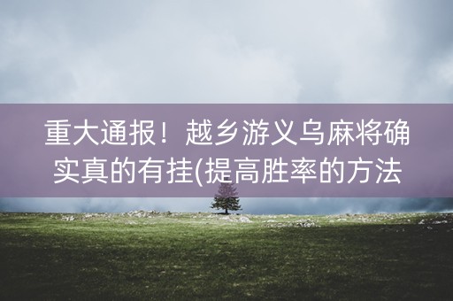 重大通报！越乡游义乌麻将确实真的有挂(提高胜率的方法)