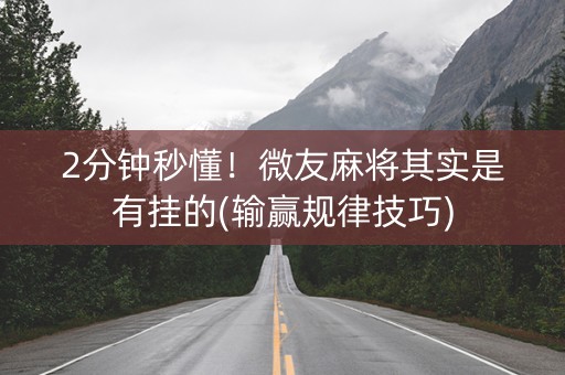 2分钟秒懂！微友麻将其实是有挂的(输赢规律技巧)