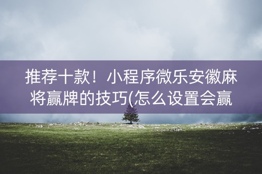 推荐十款！小程序微乐安徽麻将赢牌的技巧(怎么设置会赢)