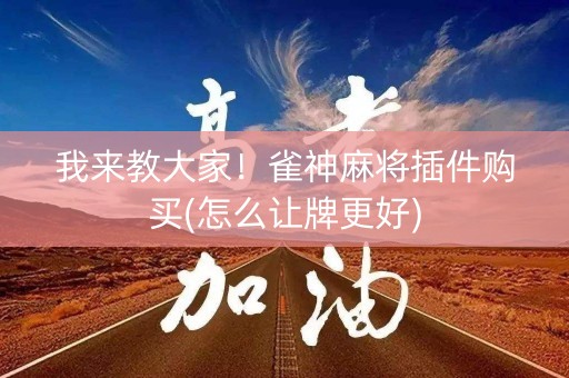我来教大家！雀神麻将插件购买(怎么让牌更好)