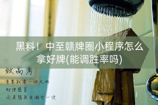 黑料！中至赣牌圈小程序怎么拿好牌(能调胜率吗)