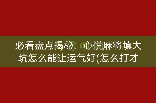 必看盘点揭秘！心悦麻将填大坑怎么能让运气好(怎么打才能赢)