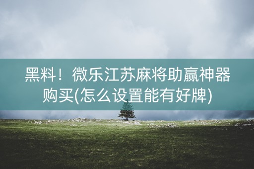 黑料！微乐江苏麻将助赢神器购买(怎么设置能有好牌)