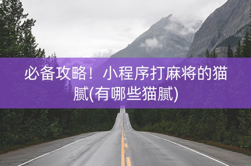 必备攻略！小程序打麻将的猫腻(有哪些猫腻)