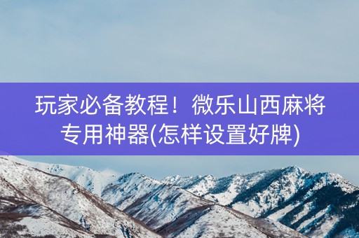 玩家必备教程！微乐山西麻将专用神器(怎样设置好牌)