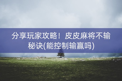 分享玩家攻略！皮皮麻将不输秘诀(能控制输赢吗)