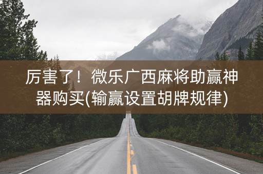 厉害了！微乐广西麻将助赢神器购买(输赢设置胡牌规律)