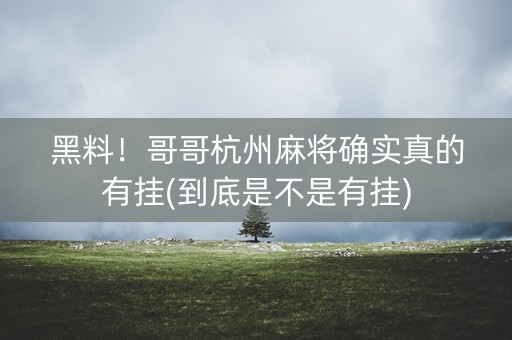 黑料！哥哥杭州麻将确实真的有挂(到底是不是有挂)