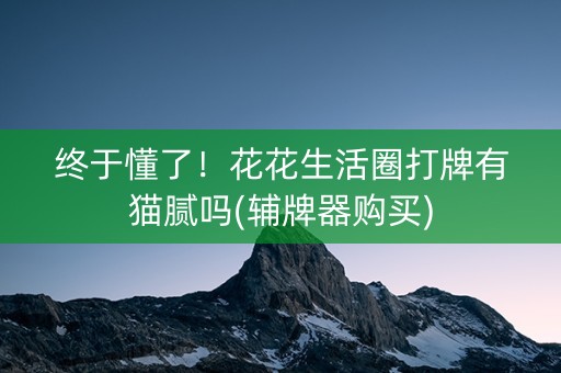 终于懂了！花花生活圈打牌有猫腻吗(辅牌器购买)